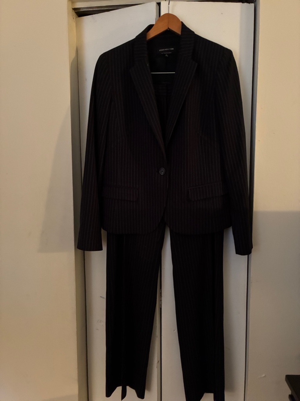 Jones New York Classic Black Pinstripe Ladies Blazer & Trouser Set